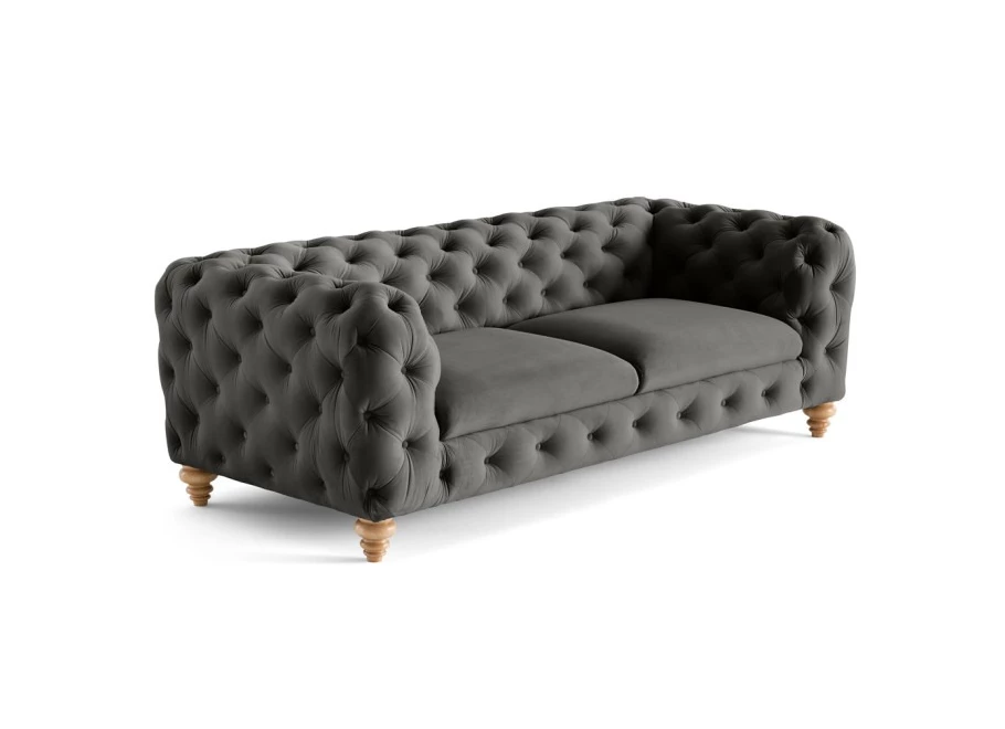 Sofa trzyosobowa pikowana TEO WOOD Chesterfield
