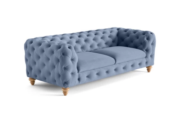 Sofa trzyosobowa pikowana TEO WOOD Chesterfield - nowoczesne