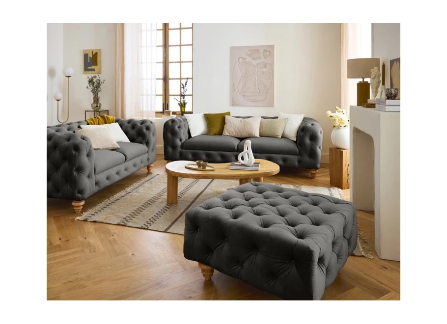 Puf pikowany TEO WOOD Chesterfield