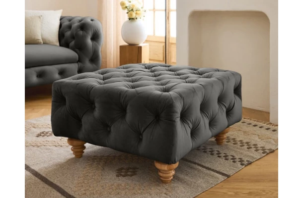 Puf pikowany TEO WOOD Chesterfield - design i funkcjonalnosc w parze
