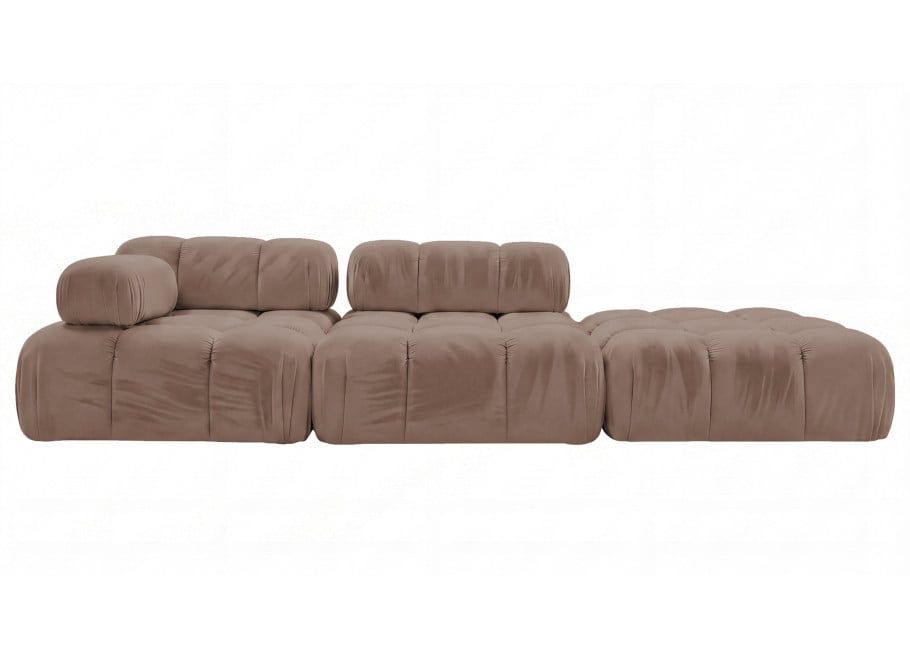 Miękka sofa modułowa Manzoni 3-osobowa w brązowym welurze 2