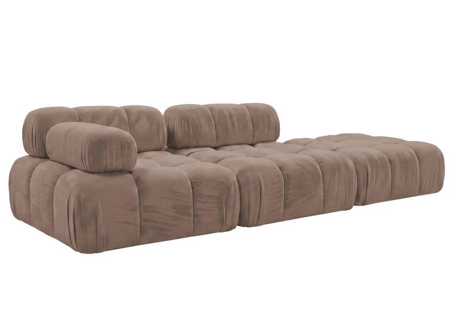 Miękka sofa modułowa Manzoni 3-osobowa w brązowym welurze 3