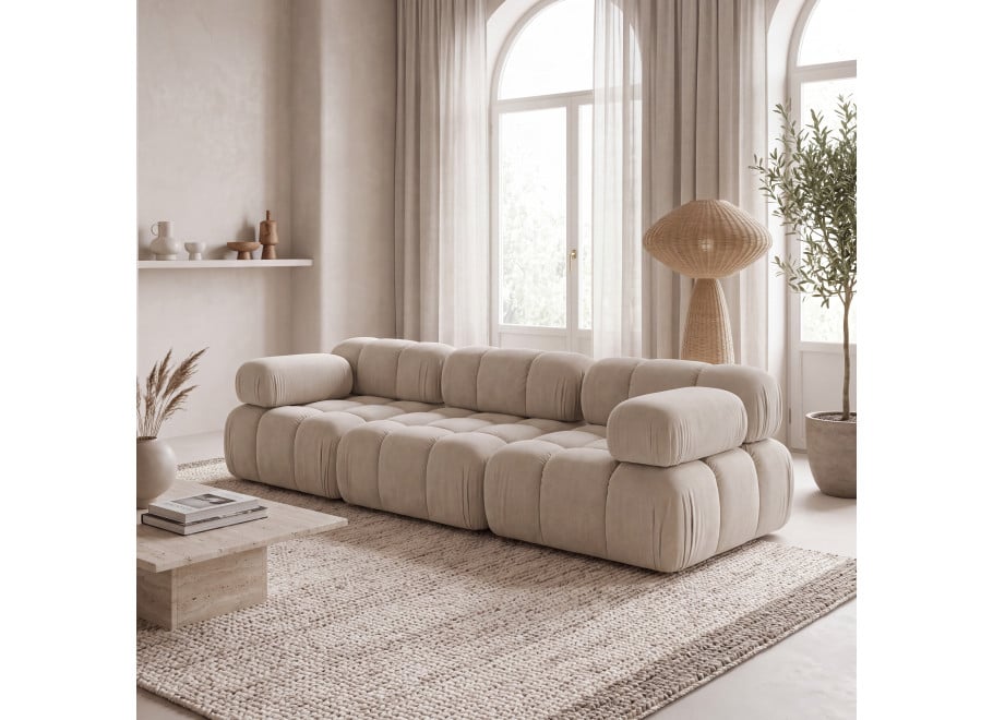Sofa Manzoni 3-osobowa kremowy welur