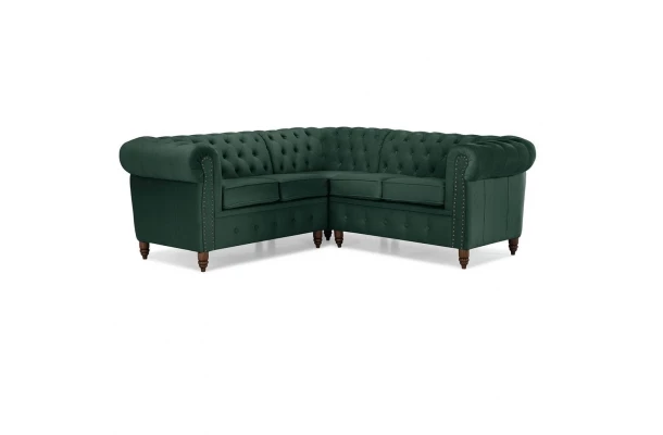 Narożnik pięcioosobowy z funkcją spania pikowany Chesterfield VINCENT - przestronne