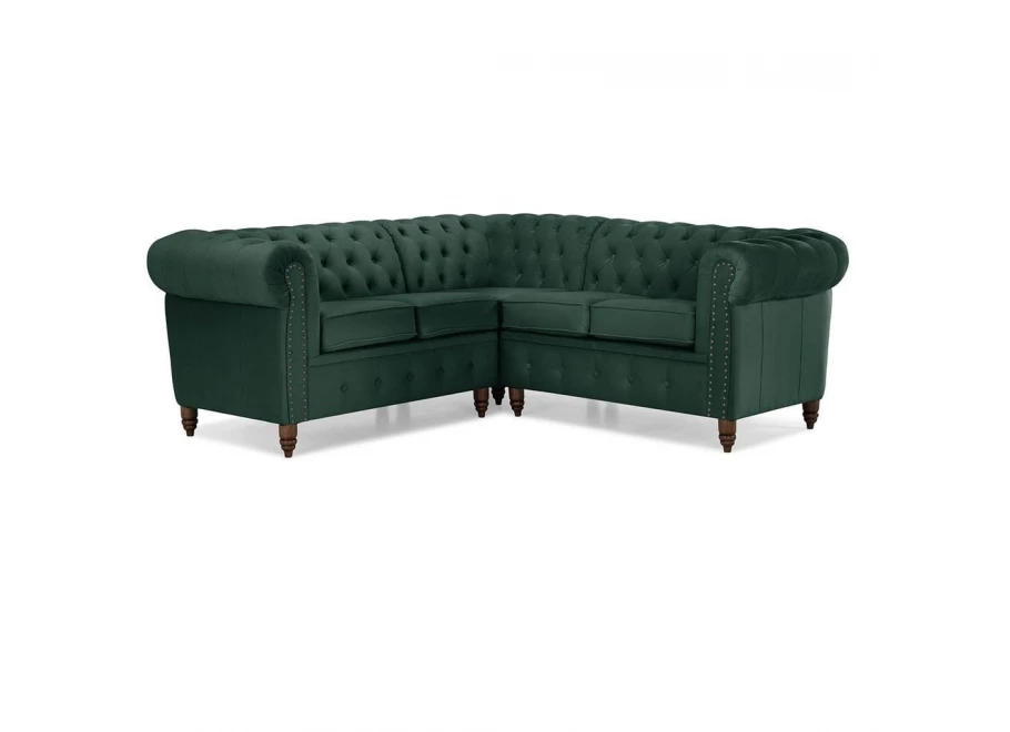 Narożnik pięcioosobowy z funkcją spania pikowany Chesterfield VINCENT