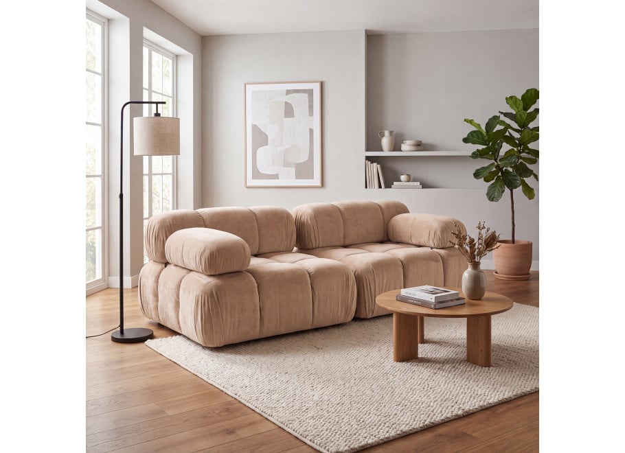 Nowoczesna sofa modułowa Manzoni 2-osobowa beżowa, welur