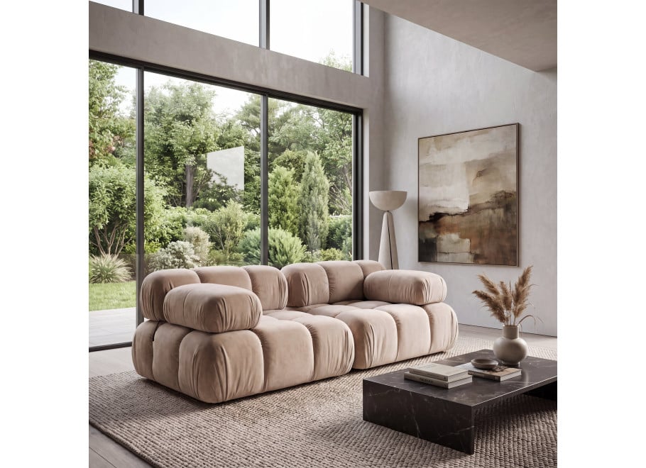 Miękka sofa modułowa Manzoni 2-osobowa truflowy welur