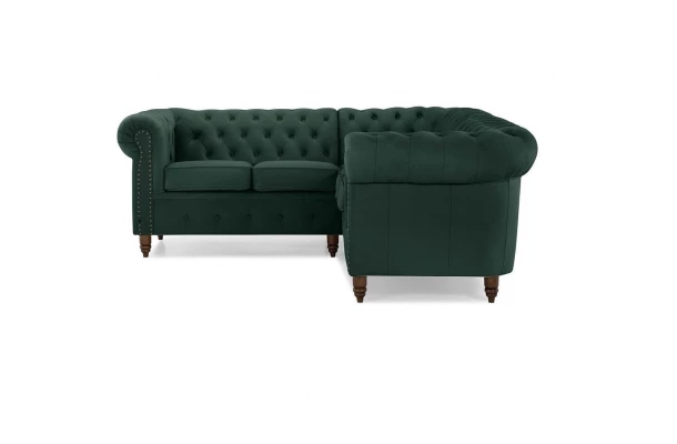 Narożnik pięcioosobowy z funkcją spania pikowany Chesterfield VINCENT - meble