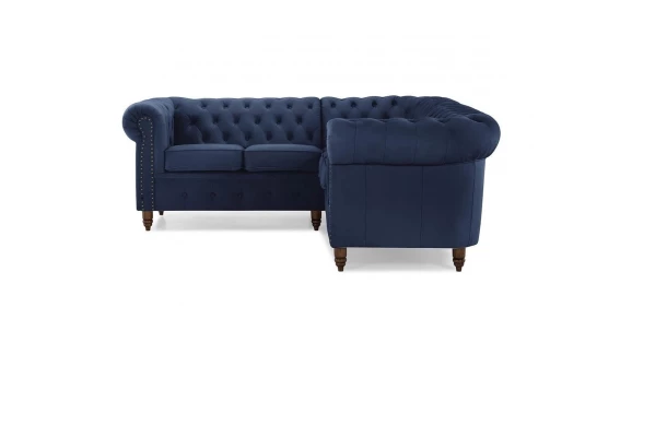 Narożnik pięcioosobowy z funkcją spania pikowany Chesterfield VINCENT - eleganckie
