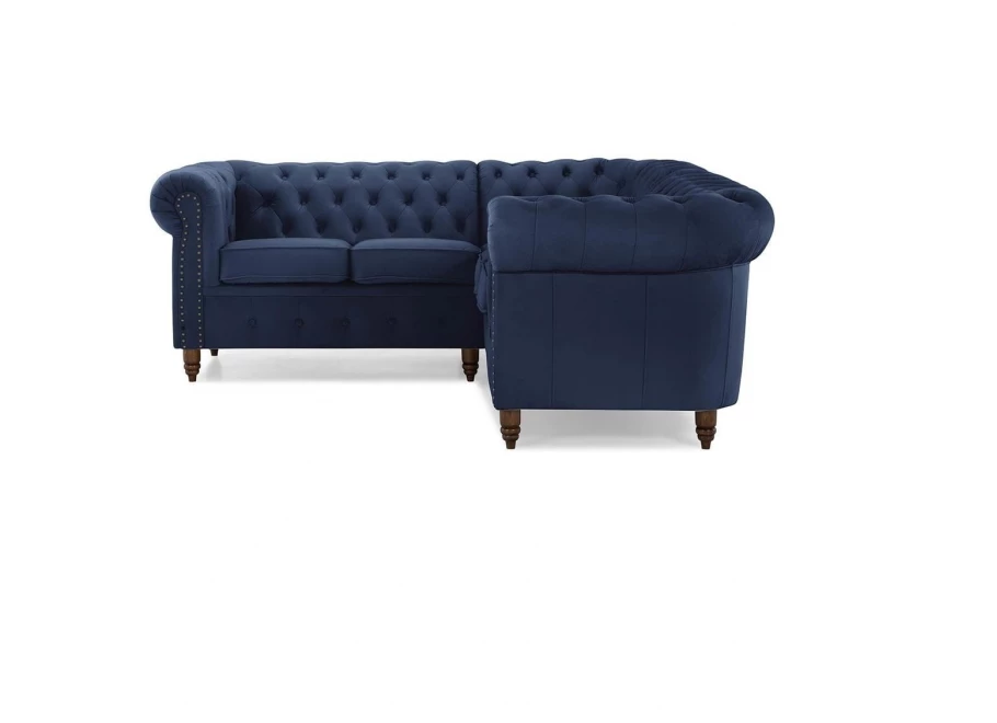 Narożnik pięcioosobowy z funkcją spania pikowany Chesterfield VINCENT