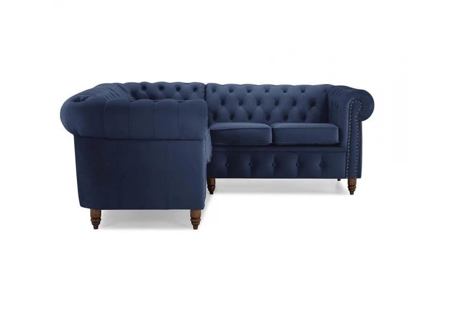 Narożnik pięcioosobowy z funkcją spania pikowany Chesterfield VINCENT