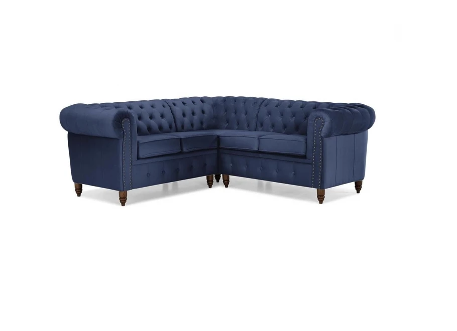 Narożnik pięcioosobowy z funkcją spania pikowany Chesterfield VINCENT