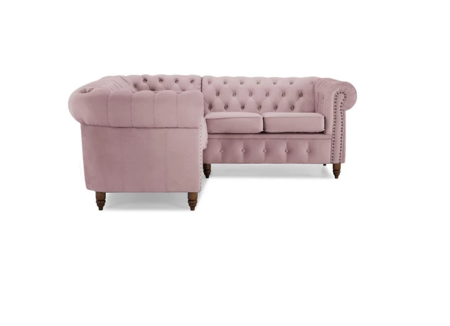 Narożnik pięcioosobowy z funkcją spania pikowany Chesterfield VINCENT