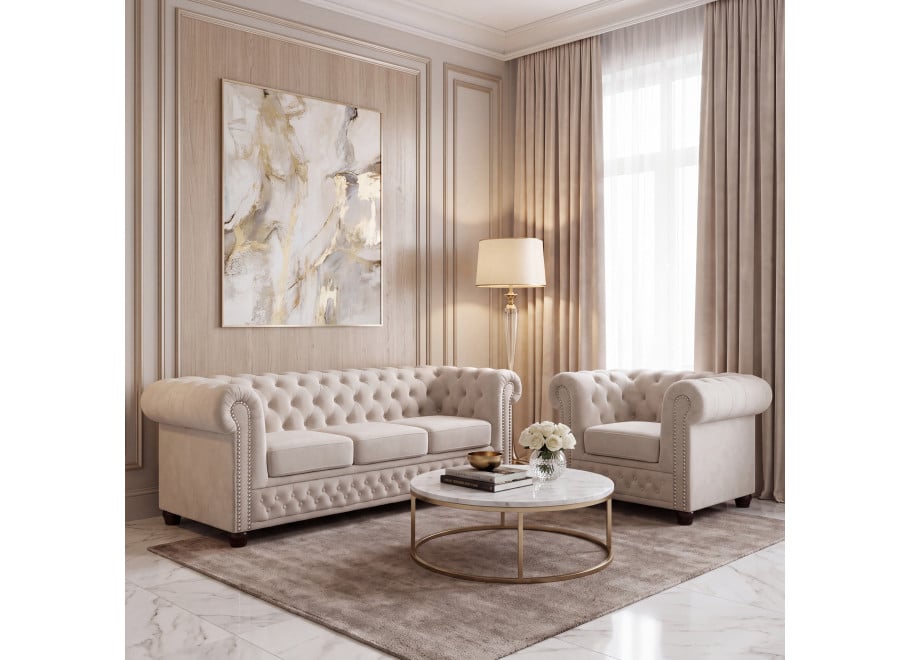 Zestaw mebli pikowanych Chesterfield 3+1 FELIX - Riviera 21