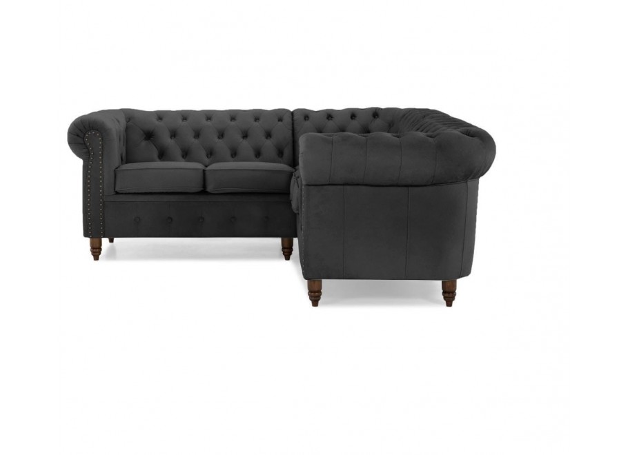 Narożnik pięcioosobowy z funkcją spania pikowany Chesterfield VINCENT 23