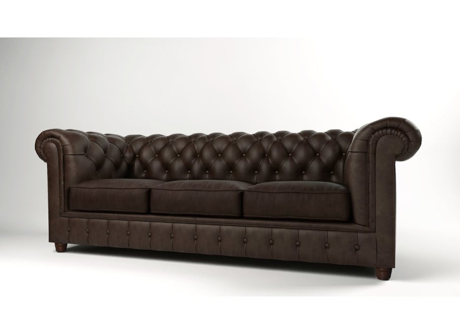Pikowana 3-osobowa sofa SOLARIS 3 z funkcją spania w brązowym welurze 2