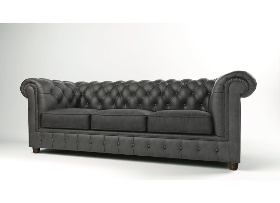 Miękka pikowana sofa SOLARIS 3 trzyosobowa z funkcją spania, szary welur 2