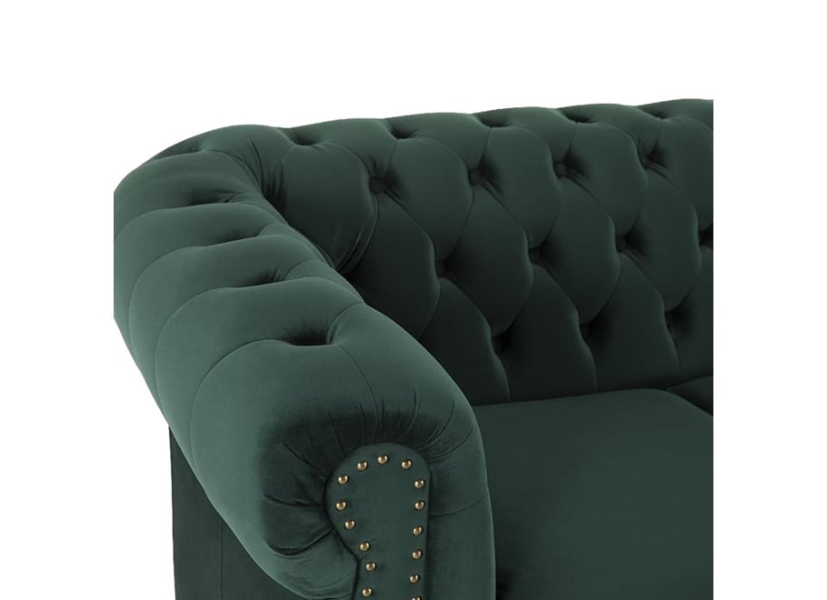 Pikowana sofa VINCENT trzyosobowa w zielonym welurze z funkcją spania 5