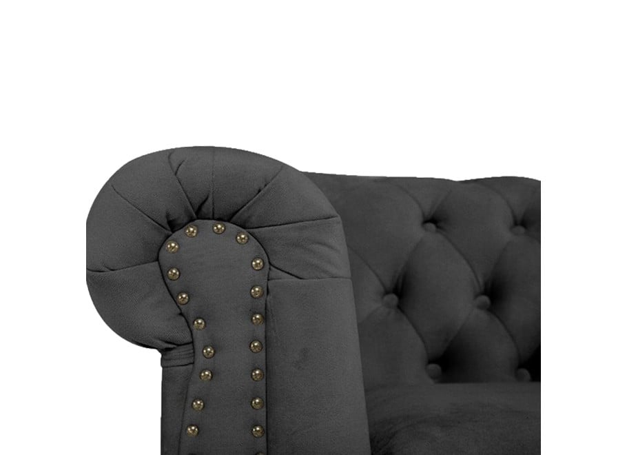Sofa VINCENT 3-osobowa z funkcją spania w szarym welurze w stylu glamour 4