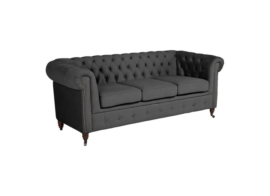 Sofa VINCENT 3-osobowa z funkcją spania w szarym welurze w stylu glamour 3