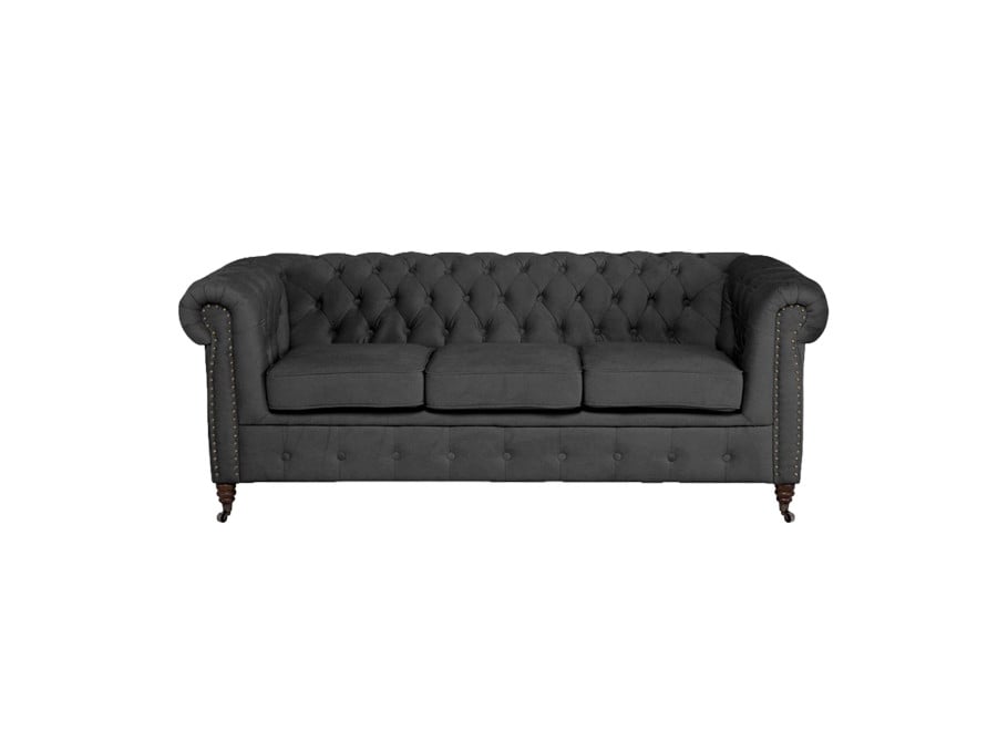 Sofa VINCENT 3-osobowa z funkcją spania w szarym welurze w stylu glamour 2