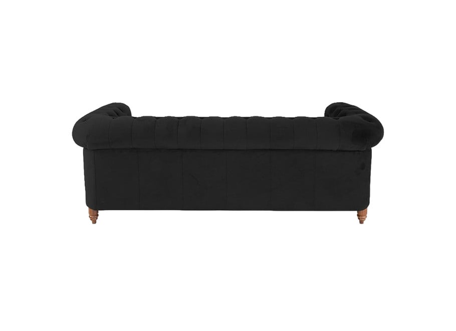 Pikowana sofa VINCENT 3-osobowa w czarnym welurze z funkcją spania 8