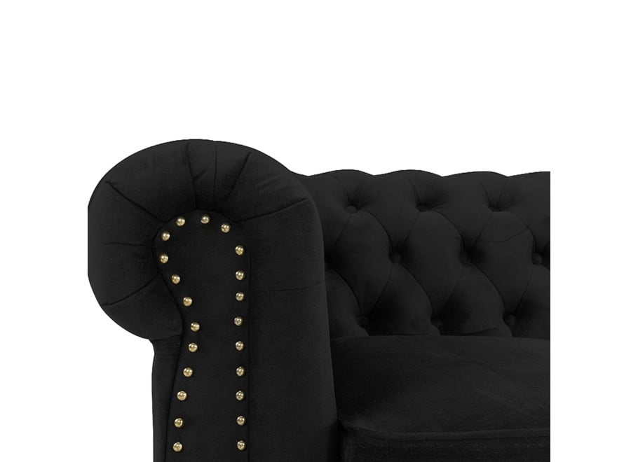 Pikowana sofa VINCENT 3-osobowa w czarnym welurze z funkcją spania 4