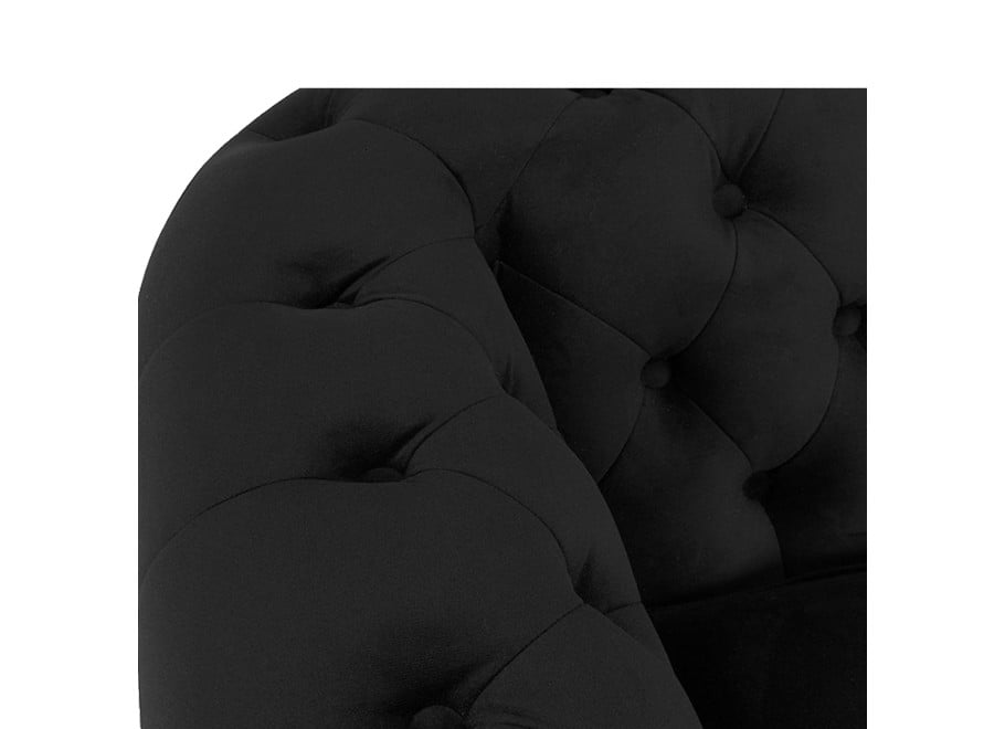 Pikowana sofa VINCENT 3-osobowa w czarnym welurze z funkcją spania 5