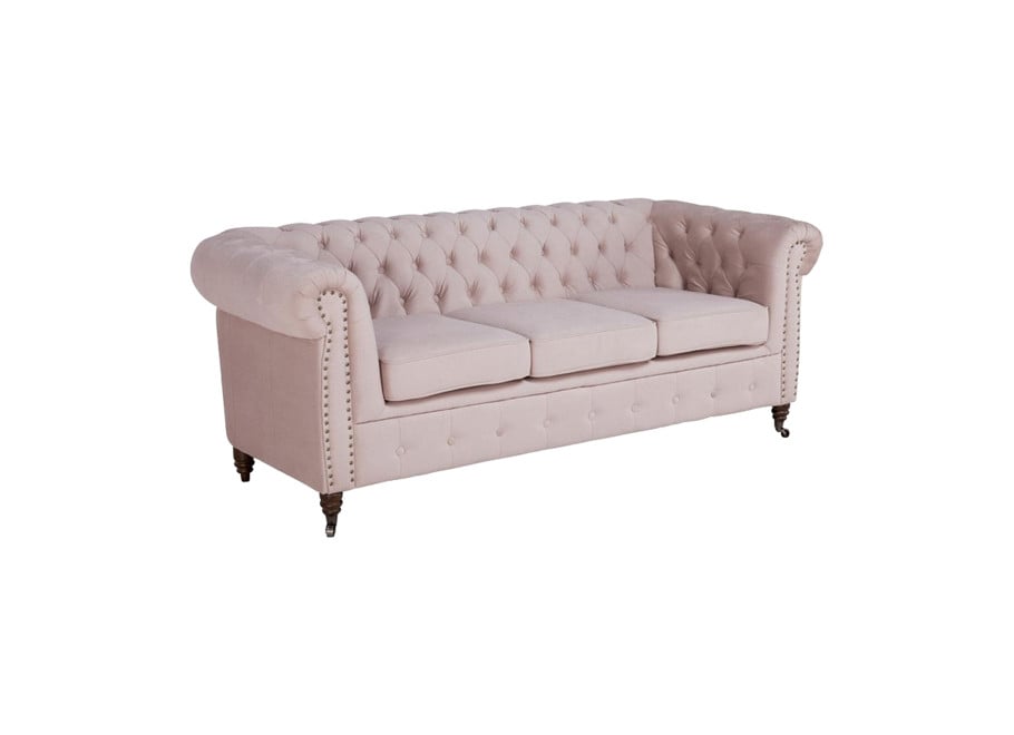 Wygodna sofa VINCENT z funkcją spania w różowym welurze 3