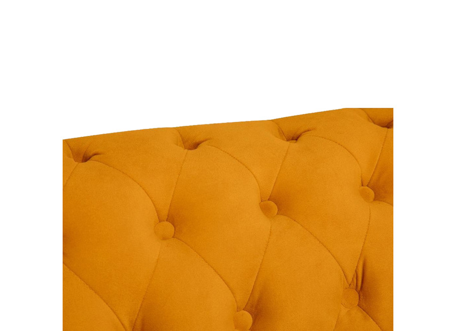 Miękka pikowana sofa VINCENT trzyosobowa z funkcją spania, żółty welur 5