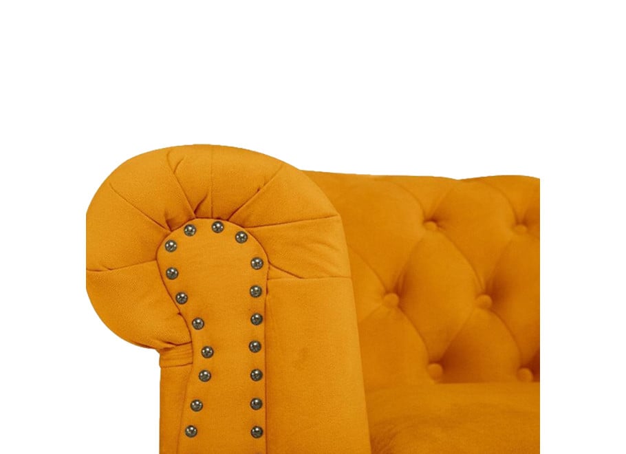 Miękka pikowana sofa VINCENT trzyosobowa z funkcją spania, żółty welur 4