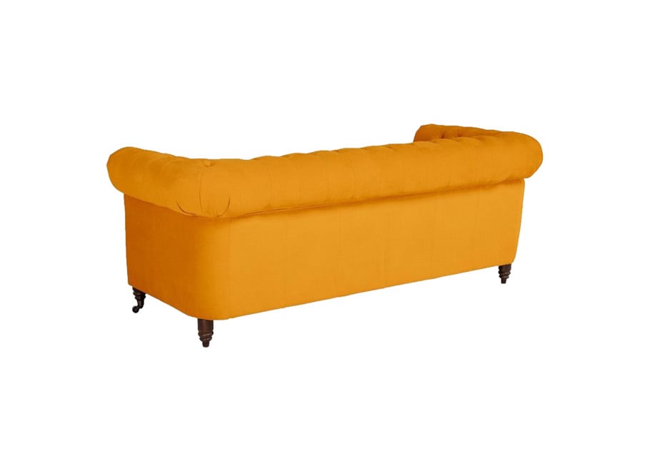 Miękka pikowana sofa VINCENT trzyosobowa z funkcją spania, żółty welur 8