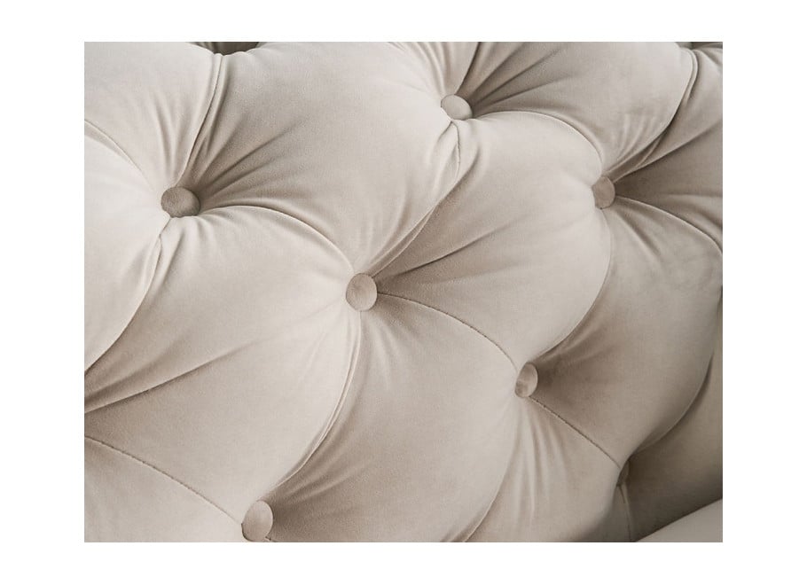 Stylowa sofa TEO WOOD dwuosobowa w chłodnym beżu, welur 8
