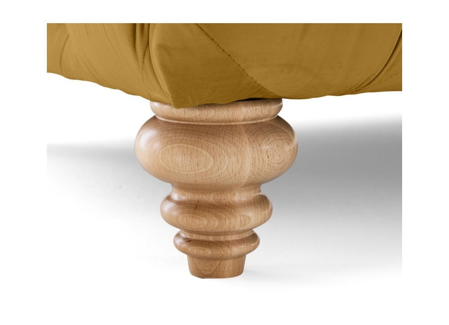 Luksusowa sofa TEO WOOD 3-osobowa na drewnianych nóżkach, miodowy welur 9