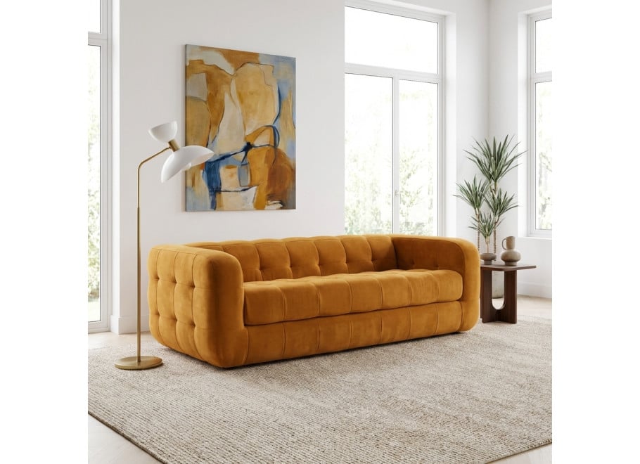 Luksusowa sofa Zarina 3-osobowa welur miodowy