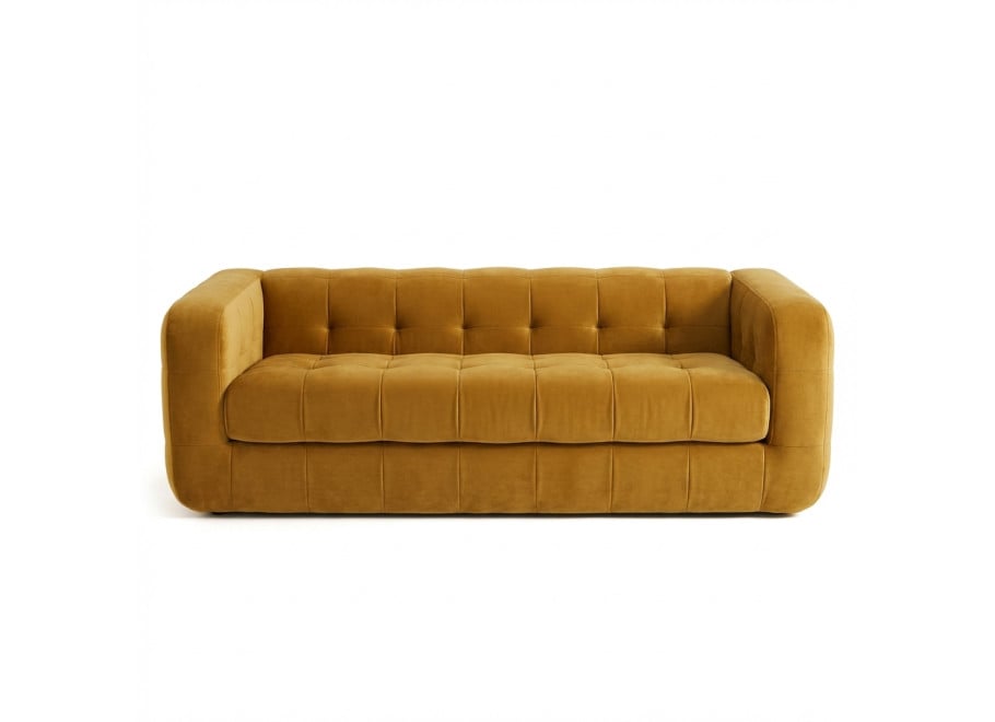 Luksusowa sofa Zarina 3-osobowa welur miodowy 2