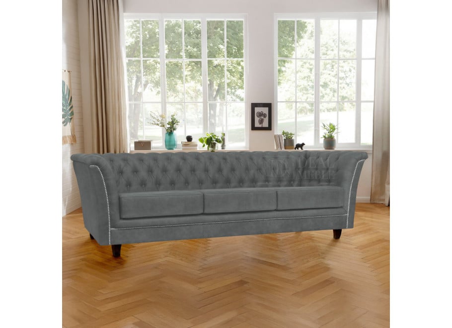 Wygodna Sofa HASSO z funkcją spania w popielatym welurze