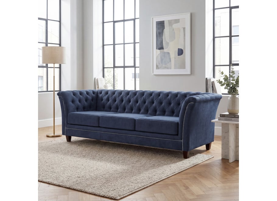 Luksusowa sofa HASSO 3-osobowa z funkcją spania w kolorze granatowym