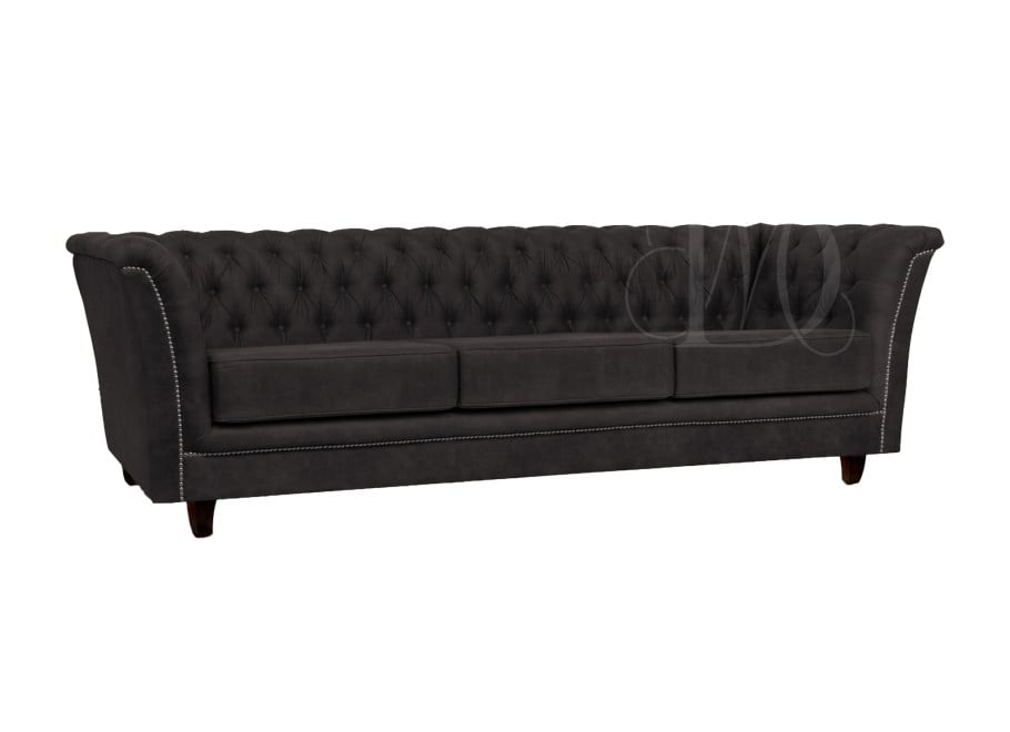 Pikowana sofa HASSO 3-osobowa z funkcją spania w czarnym welurze 2