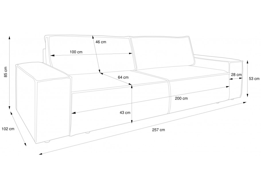 Elegancka sofa Ford trzyosobowa z funkcją spania w kolorze ecrue 7