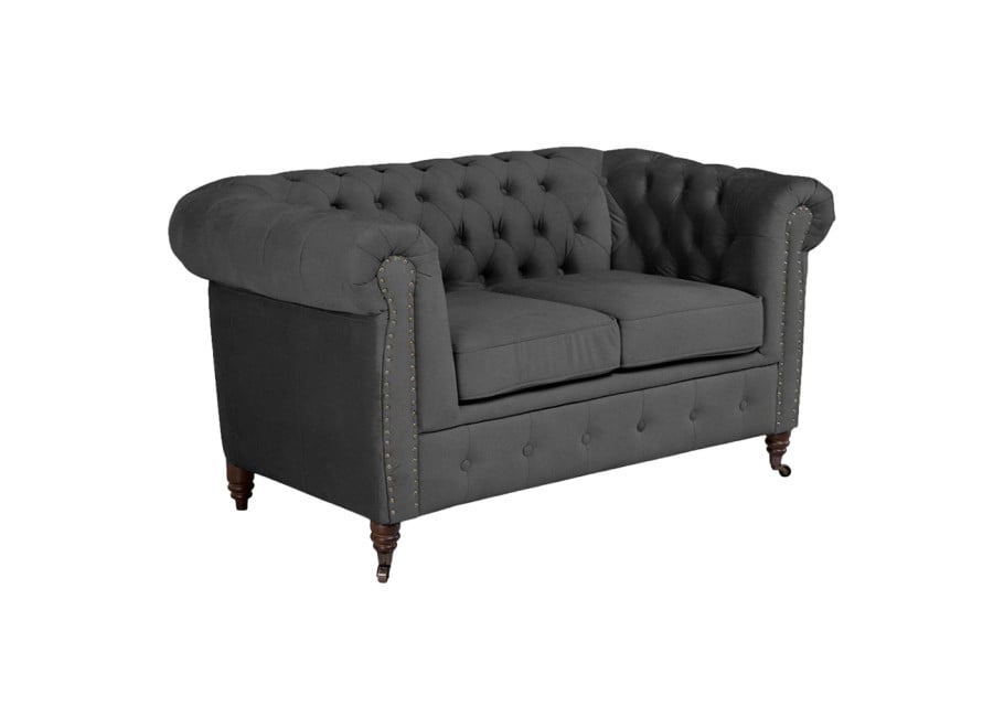 Glamour sofa VINCENT dwuosobowa pikowana w kolorze szarym 3