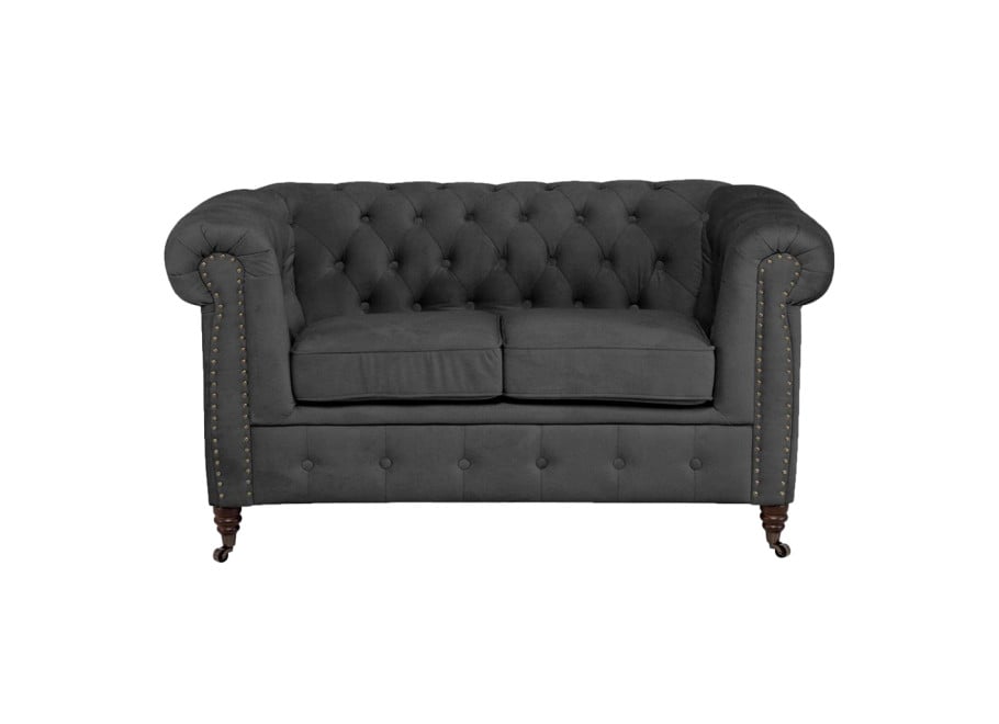 Glamour sofa VINCENT dwuosobowa pikowana w kolorze szarym 2