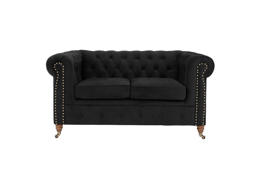 Stylowa dwuosobowa sofa VINCENT pikowana Chesterfield czarna 2