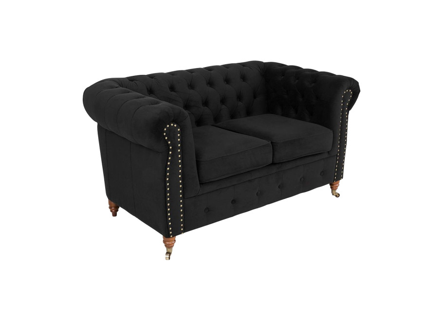 Stylowa dwuosobowa sofa VINCENT pikowana Chesterfield czarna 3