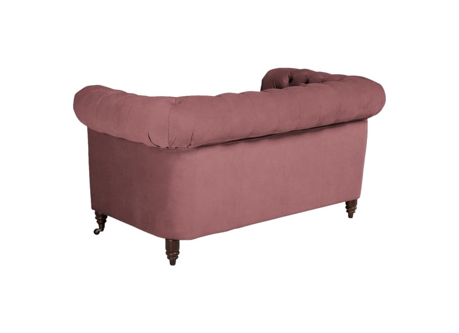 Glamour Chesterfield sofa VINCENT dwuosobowa pikowana w różowym welurze 4