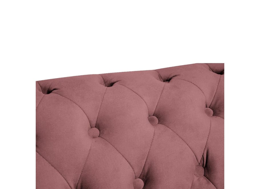 Glamour Chesterfield sofa VINCENT dwuosobowa pikowana w różowym welurze 7