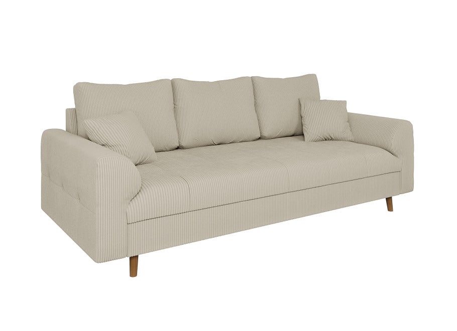 Elegancka sofa Laril trzyosobowa w kremowym sztruksie 2