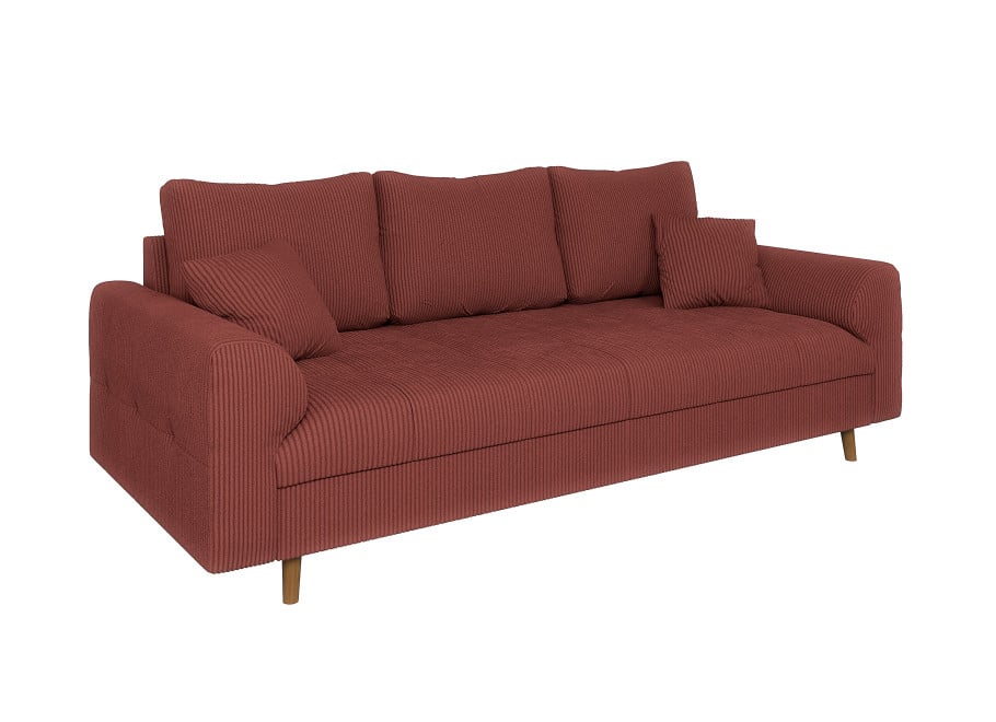 Komfortowa sofa Laril 3-osobowa na wysokich nóżkach w płowym sztruksie 2