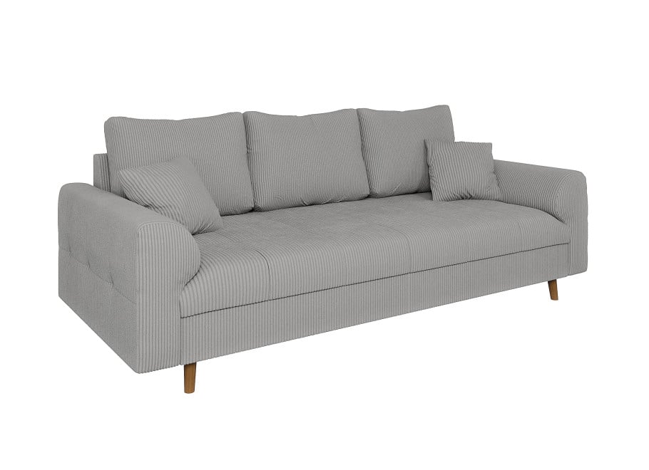 Wygodna sofa Laril trzyosobowa na wysokich nóżkach w szarym sztruksie 2