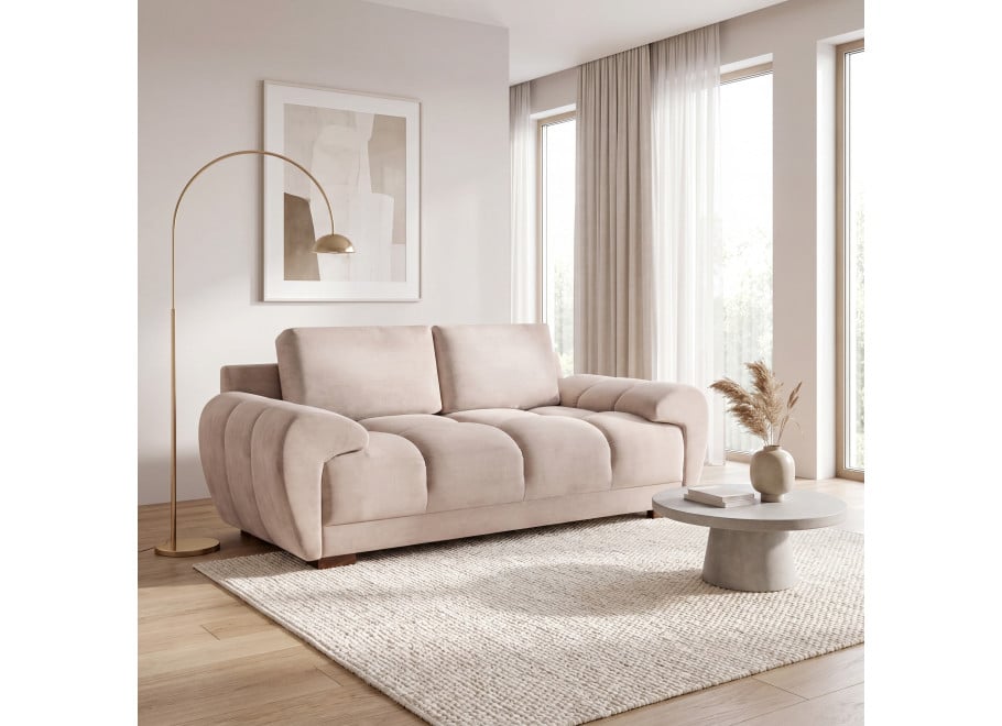 Elegancka sofa ZEMO BIS dwuosobowa w beżowym welurze - Sorisso 5